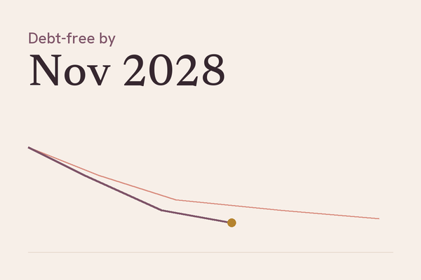 Debt Payoff Tracker demo screen showing a debt-free date of November 2028